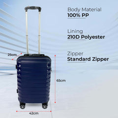 Heart Home 24inch Strong & Lightweight Cabin Trolley Bags with 360 Degree Rotating Wheels | Expandable Carry-On Cabin Luggage Suitcase | Bags for Travelling | PP103024DKBLE-Blue