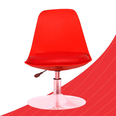 Kuber Industries Revolving Curvy Mini Bar Stool Chair for Kitchen with Leather Seat & 360 Swivel | 20 inch Height Adjustable Kiddle Food & Study Chair for Baby | Kids Counter Stools | Red