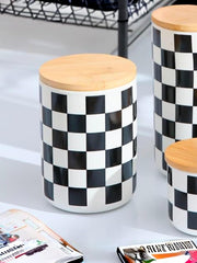 Kuber Industries 800ml Ceramic Jar for Kitchen Storage | Air Tight Container Set with Bamboo Lid | Kitchen Container for Snacks, Tea, Sugar | Multipurpose Organizer | Green (Set of 1) (Pack of 2)