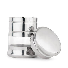 Kuber Industries Scratch Resistent Stainless Steel Transparent See Through Air Tight Containers for Kitchen Storage with Lid | Dry Fruits, Masala, Dal and Pulses Organiser Set | Silver