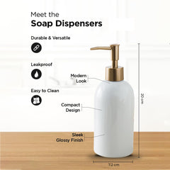 Heart Home Liquid Soap Dispenser | Handwash Soap Dispenser | Soap Dispenser for Wash Basin | Shampoo Dispenser Bottle | Bathroom Dispenser Bottle | 420 ML | White