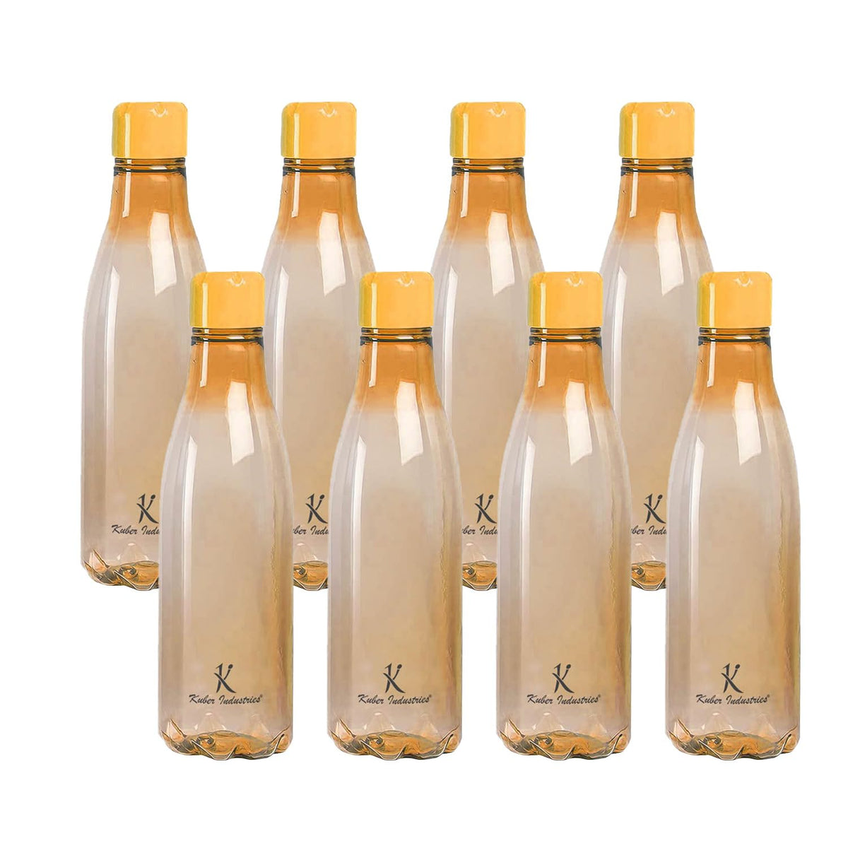 Kuber Industries BPA Free Plastic Water Bottles | Unbreakable, Leak Proof, 100% Food Grade Plastic | for Kids & Adults | Refrigerator Plastic Bottle Set of 4|Orange (Pack of 2)