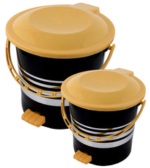 Kuber Industries 2 Pieces Plastic Dustbin Garbage Bin with Handle,5 LTR & 10 LTR (Yellow) -CTKTC038047