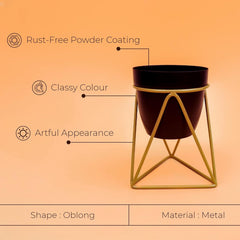Heart Home Planter | Planter Pot Stand for Outdoor | Planter Stand for Garden | Plant Stand for Home | Gamla Stand for Home | Metal Indoor Pots with Drainage Hole | Set of 1 | Black
