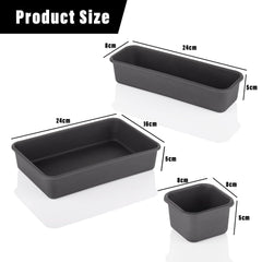 Kuber Industries 8 Pcs Set Storage Organizer | Kitchen Organizer | Makeup Organizer Tray Set | Desk Drawer Divider Tray | Multi-Purpose Stationery Organizer with Interlock | Black