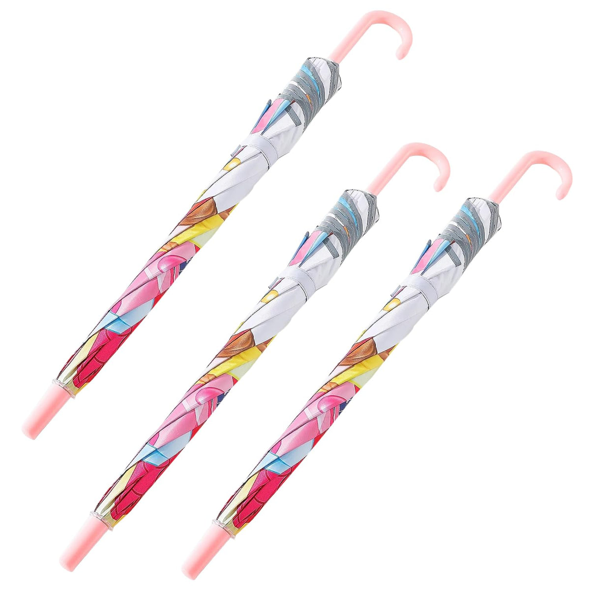 Kuber Industries Disney Princess Print Umbrella For Kids|Automatic Umbrella For Rain-Pack of 3 (Multi)