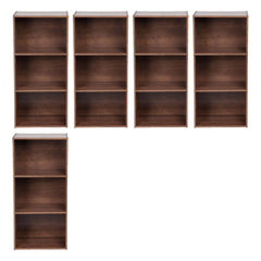 Kuber Industries Book Shelf|Wooden 4 Shelves Engineered Bookshelf|Storage Cabinet for Kitchen,Wall Shelf,D�cor shelf,30"X30",(Brown) (Pack of 5)