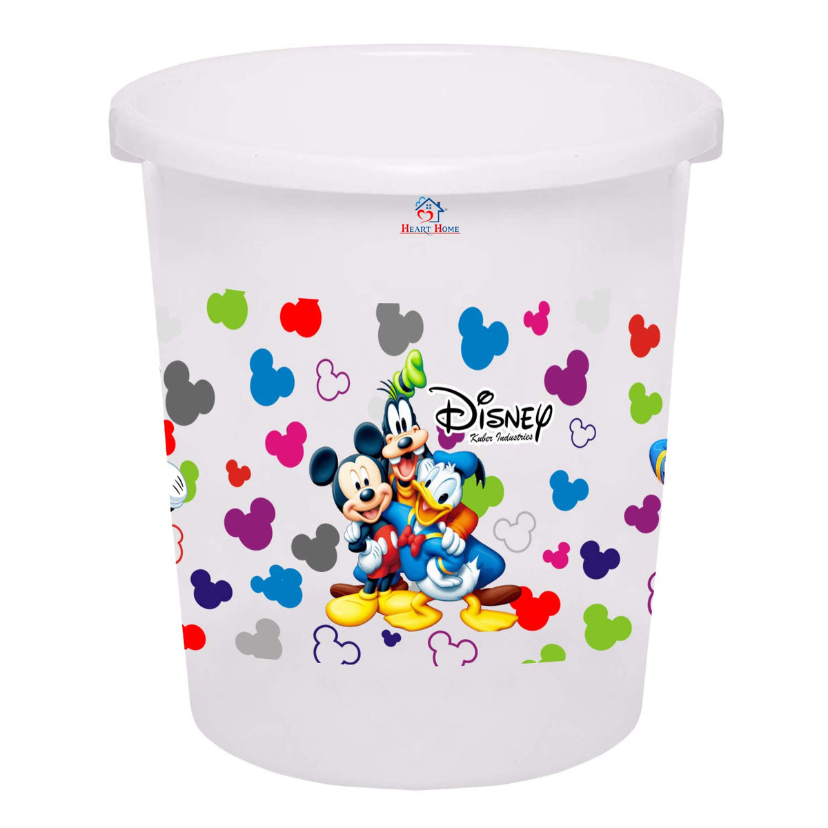 Heart Home Disney Team Mickey Print Plastic Dustbin/Garbage Bin/Waste Bin, 5 Liters (White) -HS_35_HEARTHS17340