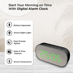 Kuber Industries ABS Battery Oprated Loud Digital Alarm Clock|Desk, Table Clock|Alarm Clock for Heavy Sleepers-Pack of 4 (Black)