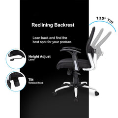 Kuber Industries Ergonomic Revolving Office Chairs for Work From Home | Comes with Manual Height Adjustable, Armrest Support | Comfy Study Chair for Students with Wheels | Black & Beige Seat