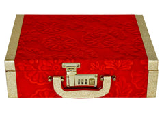 Kuber Industries Flower Design Multipurpose Wooden 3 Rod Bangle Box/Organizer/Case With Number Lock System (Red)-47KM0697