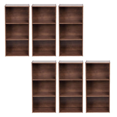Kuber Industries Book Shelf|Wooden 4 Shelves Engineered Bookshelf|Storage Cabinet For Kitchen,Wall Shelf,Décor shelf,30"X30",(Brown) (Pack Of 6)