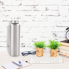 Kuber Industries Stainless Steel Water Bottle|1 LTR Food Grade, BPA Free Lid, Non-Toxic, Rust Free|Airtight, Leak Proof & Odour Free|for Home, School, Office & Gym|Water Bottle Set of 6 (Pack Of 5)