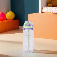 Kuber Industries Pack of 6 Kids Water Bottle With Straw |Sipper Water Bottle For Kids Boys Girls| Water Bottle with Locking Flip Lid | 720ml |Purple | SYZ-7774D