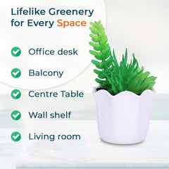 Kuber Industries Artificial Plants for Home Décor|Natural Looking Indoor Fake Plants with Pot|Artificial Flowers for Decoration-Pack of 5 (Green)
