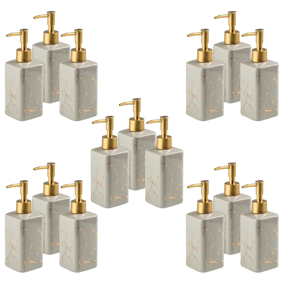Kuber Industries Liquid Soap Dispenser | Handwash Soap Dispenser | Soap Dispenser for Wash Basin | Shampoo Dispenser Bottle | Bathroom Dispenser Bottle | 15 Piece | Pack of 5 | ZX032GY | 320 ml | Gray