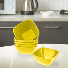 Kuber Industries Bowls|Plastic Serving Square Bowls|Katori for Kitchen|Microwave Safe Bowls for Rice|Soup|Pasta|250 ML|Pack of 12 (Green)