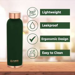 Urbane Home Copper Water Bottle | BPA Free, Non Toxic | Leakproof, Durable & Lightweight | With Added Health Benefits of Copper | Ergonomic Design & Easy to Clean | Green| 950 ml