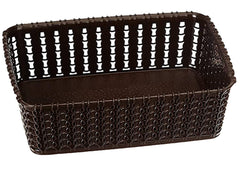 Heart Home Multipurposes Large & Small Size M 20-15 Plastic Basket, Organizer for Kitchen, Countertops, Cabinets, Bathroom Without Lids- Set of 2 (Brown) -46KHH0134