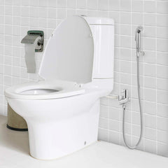 Kuber Industries Health Faucet | Stainless Steel Jet Spray for Toilet | Health Faucet for Toilet | Hand Faucets with Hose & Wall Hook | Toilet Desire Health Faucet | Silver