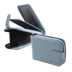 Kuber Industries Card Holder Wallet For Men Women|Debit Credit Card Holder|Wallet For Id, Visiting Card, Buisness Card|RFID Protected|Button & Zipper Closure Wallet|Blue (Pack Of 3)