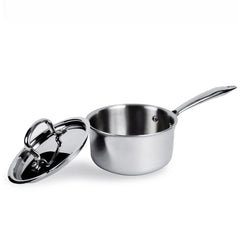 Heart Home Hard Anodised Non Stick Sauce Pan with Lid & Handle | Heat Resistant Gas Stove & Induction Sauce Pan for Tea, Coffee & Milk | Boiling Pot Vessel | Silver