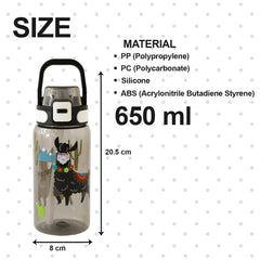 Kuber Industries Pack of 5 Kids Water Bottle With Straw |Sipper Water Bottle For Kids Boys Girls| Water Bottle with Locking Flip Lid | 650 ml | Black | SYZ-7782D