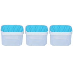 Kuber Industries Check Deisgn Lid Food Grade BPA Free Plastic Kitchen Container Set,1200ml, Set of 12 (Blue)