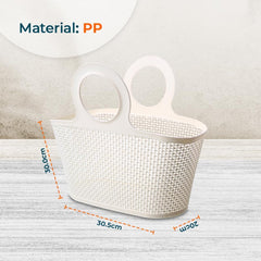 Kuber Industries High-Capicity Shopping Basket with Handle-Pack of 4 (White)