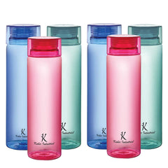 Kuber Industries BPA Free Plastic Water Bottles | Breakproof, Leakproof, Food Grade PET Bottles | Water Bottle for Kids & Adults | Plastic Bottle Set of 6 |Blue (Pack of 3)