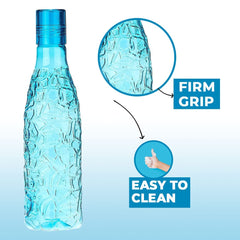 Kuber Industries BPA-Free Plastic Water Bottle|Leak Proof, Firm Grip, 100% Food Grade Plastic Bottles|for Home, Office, & Gym|Unbreakable, Freezer Proof, Fridge Water Bottle|Set of 4|Blue (Pack of 4)