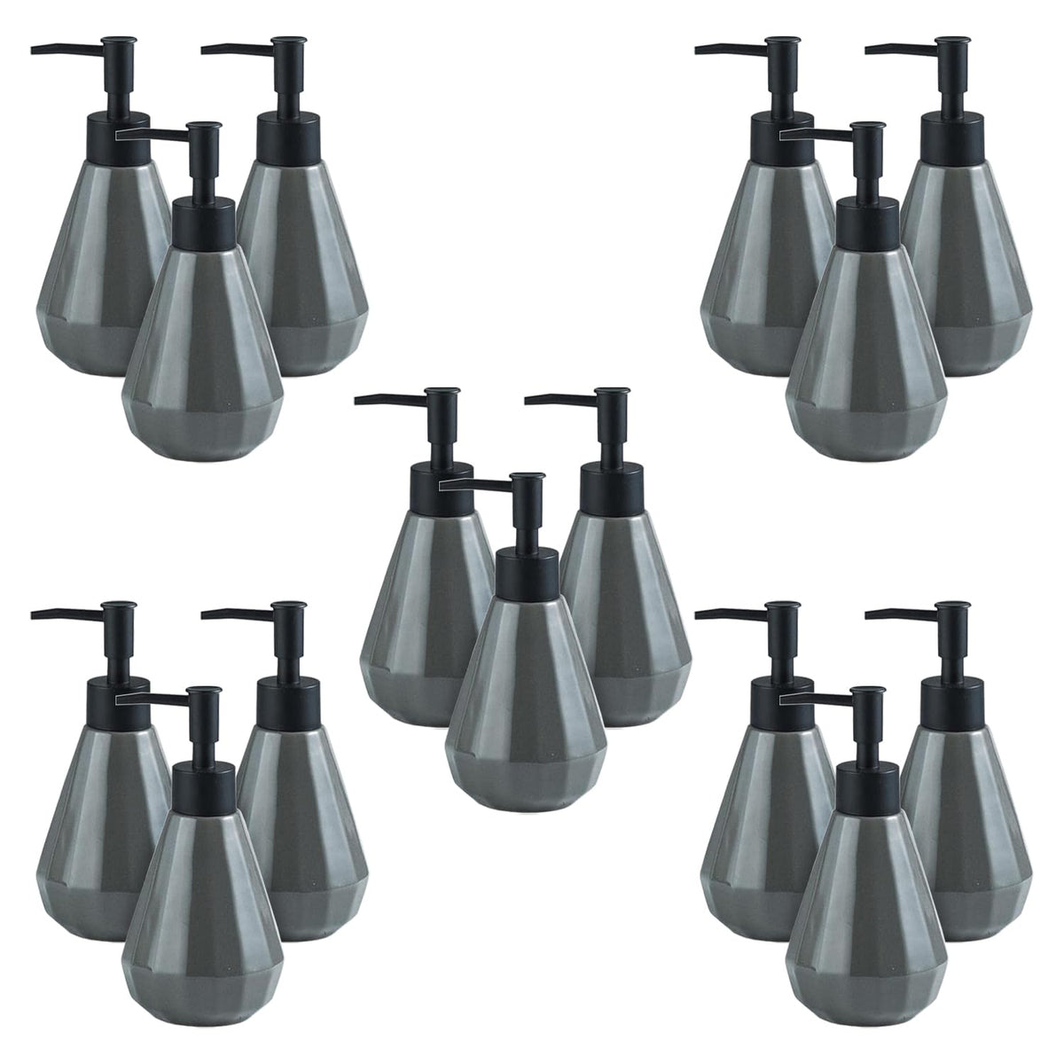 Kuber Industries Liquid Soap Dispenser | Handwash Soap Dispenser | Soap Dispenser for Wash Basin | Shampoo Dispenser Bottle | Bathroom Dispenser Bottle | 15 Piece | Pack of 5 | 250 ml | Gray