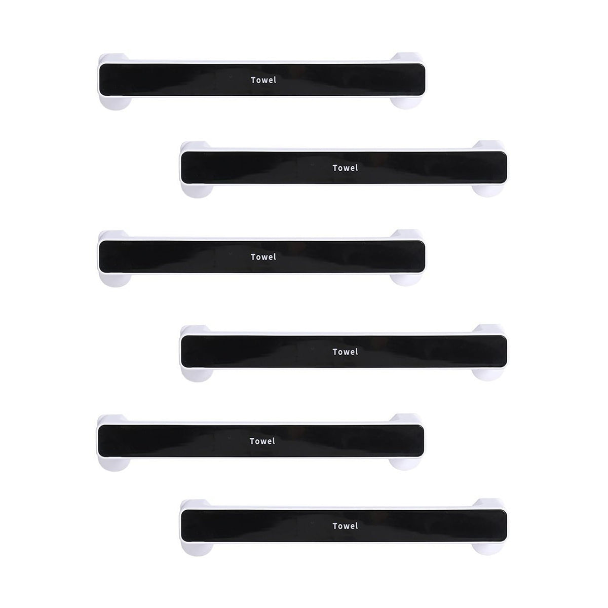 Kuber Industries (Set of 6) Self-Adhesive Bathroom Towel Holder & Hanger - Rod & Stand for Kitchen, Washroom without Drilling - Black