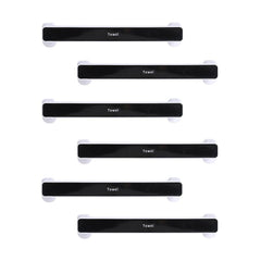 Kuber Industries (Set of 6) Self-Adhesive Bathroom Towel Holder & Hanger - Rod & Stand for Kitchen, Washroom without Drilling - Black