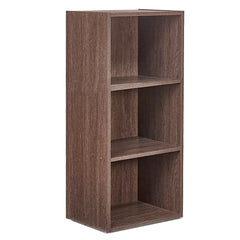 Kuber Industries Multipurpose Wooden Open Book Shelf for Home with 3 Tier Space Saving Book Rack | Dust Resistant Bookshelves Organizer for Living Room, Bedroom & Office Storage | Brown