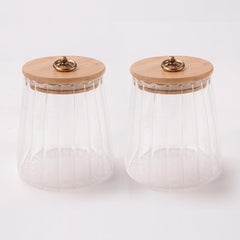 Kuber Industries Borosilicate Glass Jar with Bamboo Lid | Kitchen Organizer Items & Storage | Multi-utility, Leakproof, Airtight Storage Jar for Cookies, Snacks, Tea, Coffee, Sugar | Set of 2 (620ml)