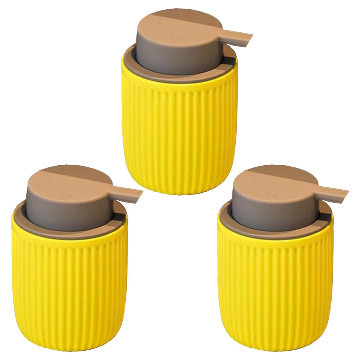 Kuber Industries Liquid Soap Dispenser | Handwash Soap Dispenser | Soap Dispenser for Wash Basin | Shampoo Dispenser Bottle | Bathroom Dispenser Bottle | Pack of 3 | JY00162YW | 320 ml | Yellow