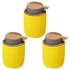 Kuber Industries Liquid Soap Dispenser | Handwash Soap Dispenser | Soap Dispenser for Wash Basin | Shampoo Dispenser Bottle | Bathroom Dispenser Bottle | Pack of 3 | JY00162YW | 320 ml | Yellow