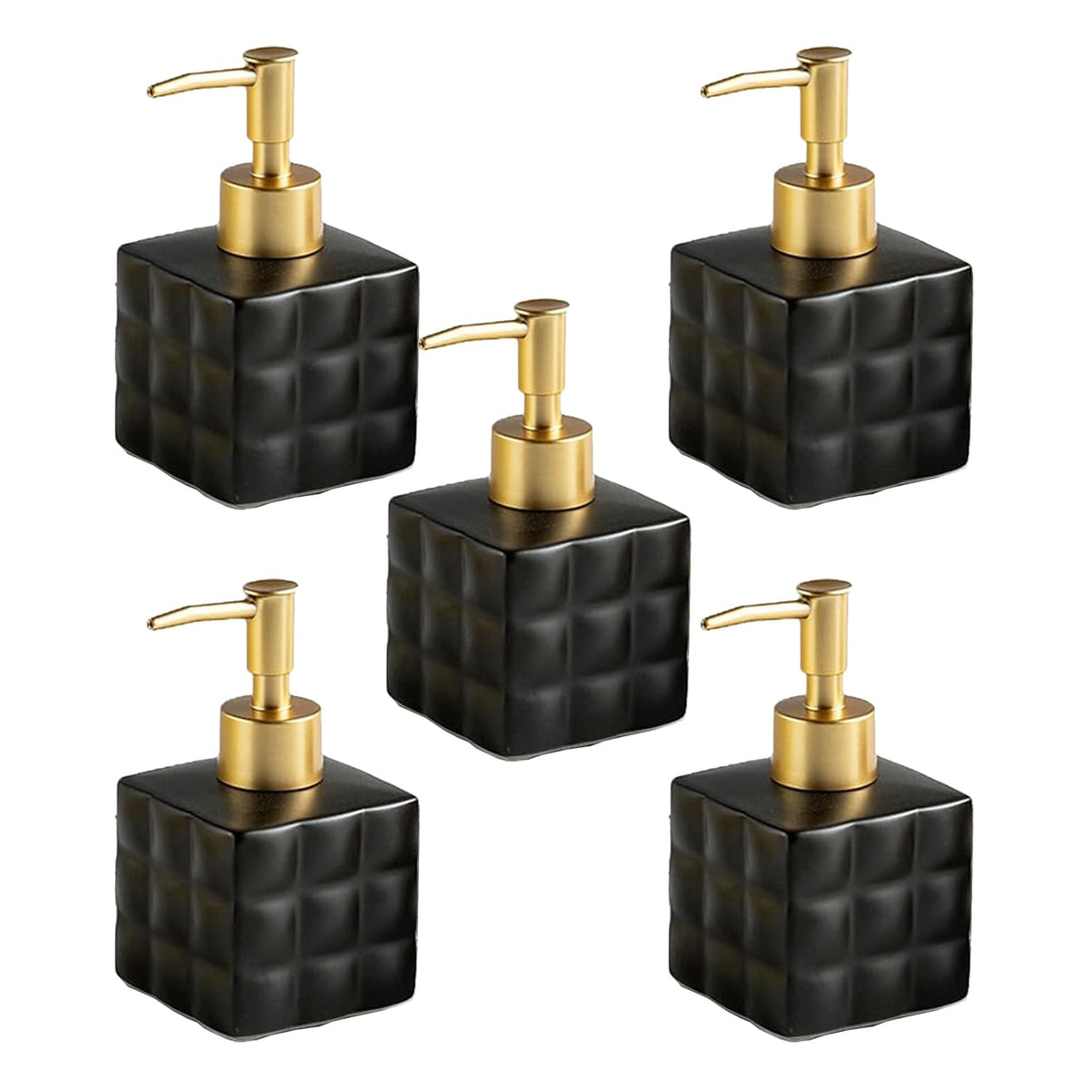 Kuber Industries Liquid Soap Dispenser | Handwash Soap Dispenser | Soap Dispenser for Wash Basin | Shampoo Dispenser Bottle | Bathroom Dispenser Bottle | Pack of 5 | 220 ml | Black