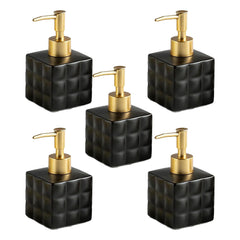 Kuber Industries Liquid Soap Dispenser | Handwash Soap Dispenser | Soap Dispenser for Wash Basin | Shampoo Dispenser Bottle | Bathroom Dispenser Bottle | Pack of 5 | 220 ml | Black