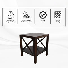 Kuber Industries Durable & Sturdy Sheesham Wood Bed Side Table for Bedroom | Modern & Aesthetic End Corner Table for Living Room, Home & Offices | Home Furniture Items | Dark Brown