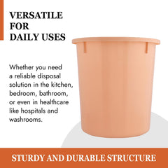 Kuber Industries Dustbin | Open Dustbin | Plastic Garbage Dustbin | Dustbin for Kitchen | Dustbin for Bathroom | Office Dustbin | Plain Sada Dustbin | 5 LTR | Peach