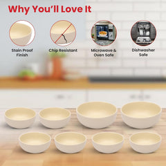 Heart Home 14 Pcs Ceramic Dinner Set | Dishwasher & Microwave Safe | Crockery Set for Dining & Gifting | 6 Pcs Dinner Plates & 2 Pcs Serving Bowl & 6 Pcs Bowl | Cream