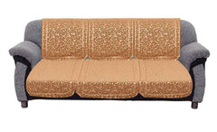 Kuber Industries Leaf Design 6 Piece Velvet 5 Seater Sofa Cover Set - Gold
