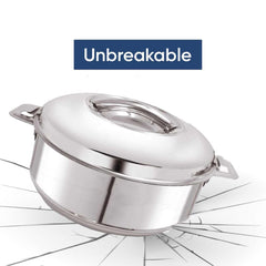 Kuber Industries 2.5L Stainless Steel Insulated Casserole for Roti, Puri & Chapati with Lid | Heat Retaining Body & Easy Lock Lid Mechanism Hotpot Roti Box for Home & Kitchen | Silver