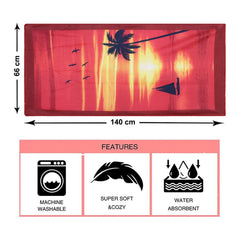 Heart Home Kids Bath Towel|Soft Cotton & Sides Stitched Baby Towel|Microfibered Super Absorbent Sunrise Pattern Towel for Infants,Toddler,55x26 Inch,Pack of 2 (Red)