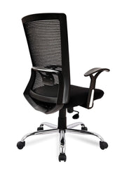 Kuber Industries Ergonomic Revolving Office Chairs for Work From Home | Comes with Manual Height Adjustable & Armrest Support | Comfy Study Chair for Students with Wheels | Black
