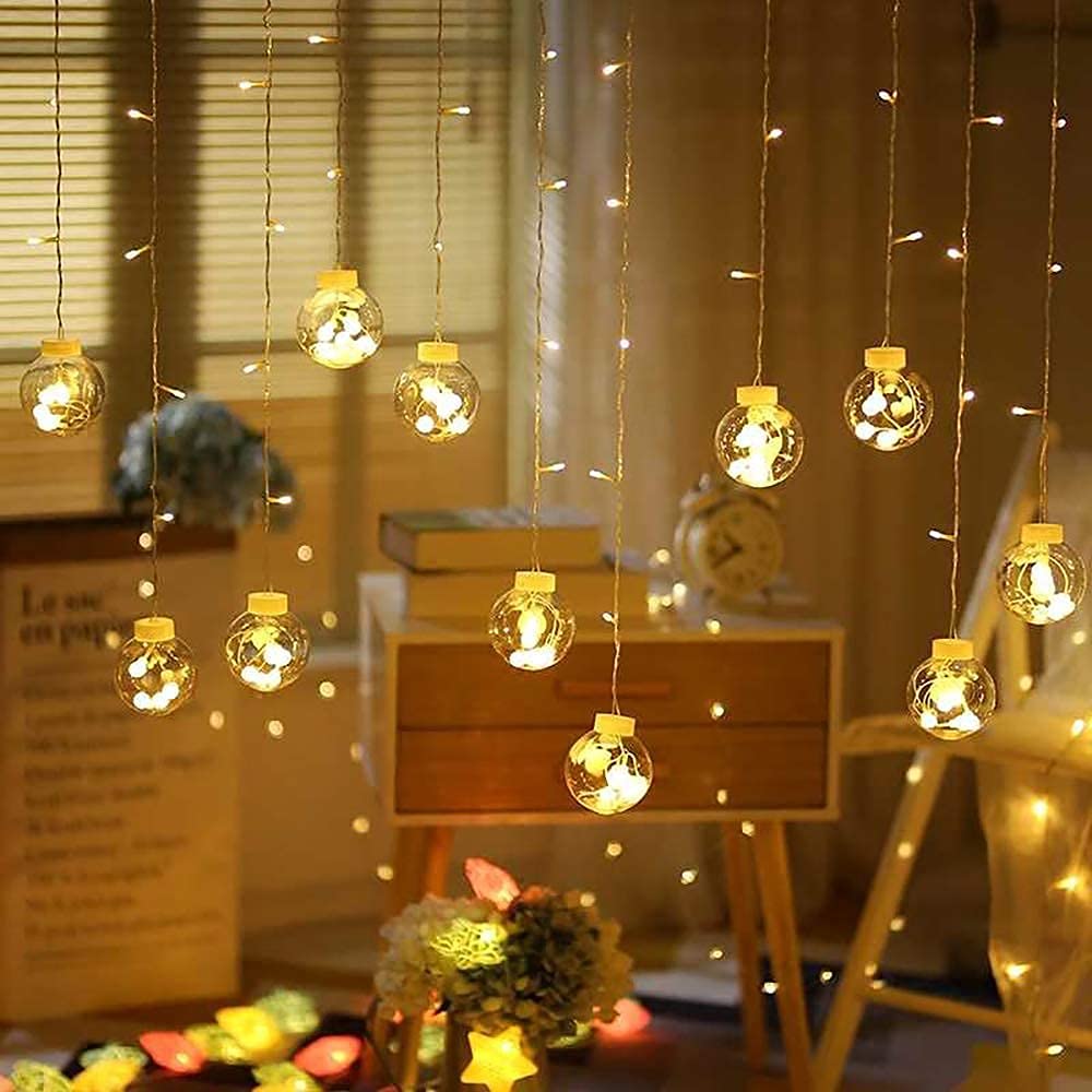 Kuber Industries Diwali Lights | Diwali String Light for Décor | Lights for Christmas | Lights for Navratri | Lights for Party | Lights for Indoor & Outdoor | Bulb Curtain Light 66 | Warm White