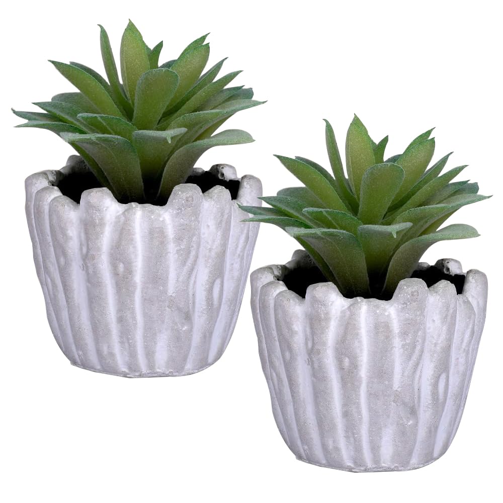 Kuber Industries Artificial Plants for Home D?cor|Natural Looking Indoor Fake Plants with Pot|Artificial Flowers for Decoration-Pack of 2 (Green)