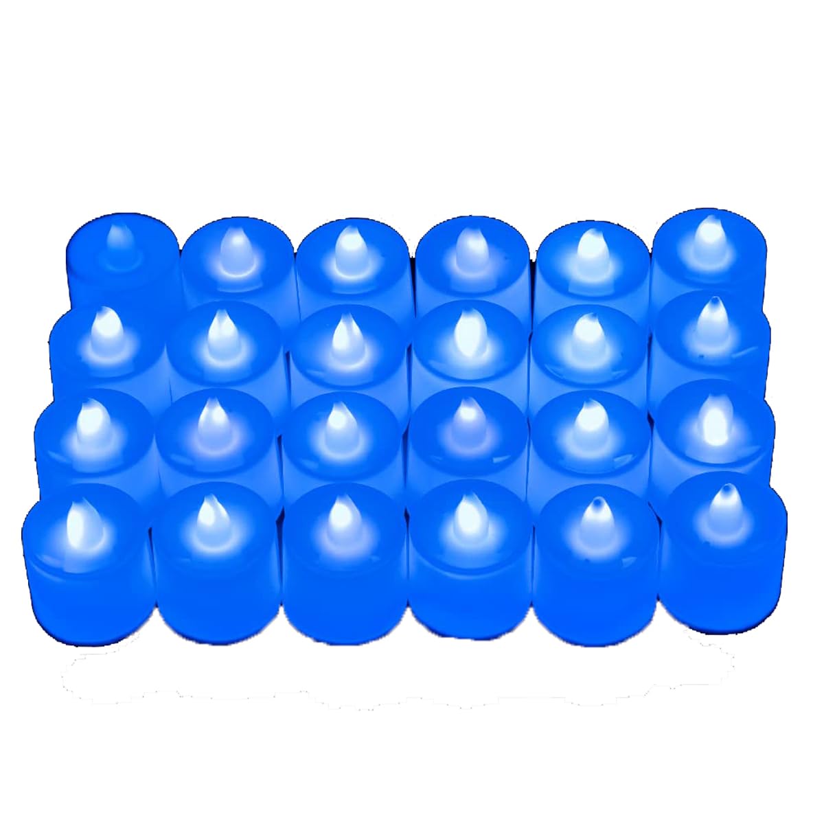 Kuber Industries LED Tea Light Candles for Home Decor |Battey Operated |Yellow Light |Diwali Lights for Decoration,Along with Festivities & Parties|B0-051702B (Candle with Blue) Set of 24 (Pack of 6)